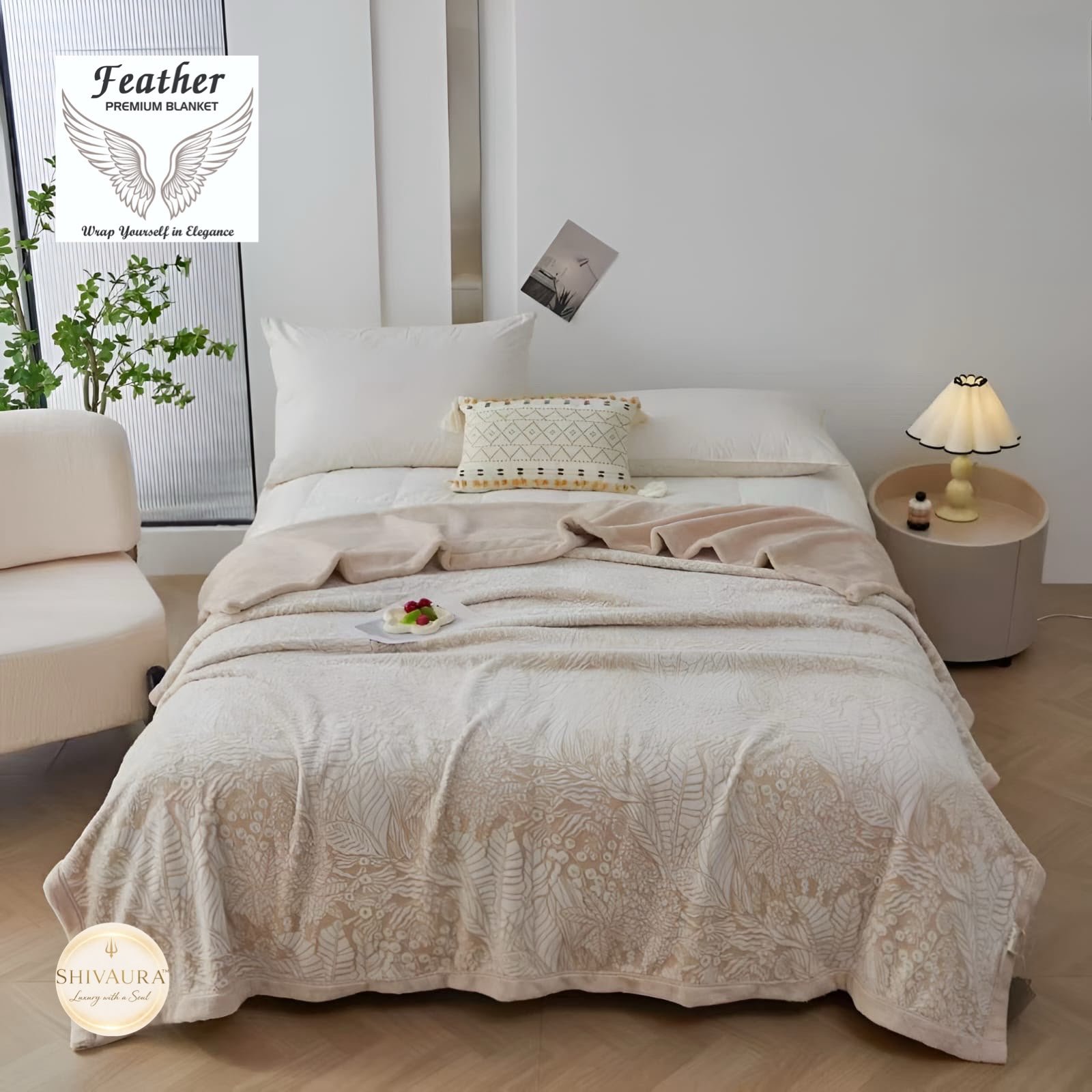Soft botanical bedsheet styled in a calm bedroom